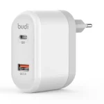 شارژر دیواری 36 وات بودی مدل Budi M8j328E دو پین با یک خروجی USB و یک خروجی USB-C - تصویر 2